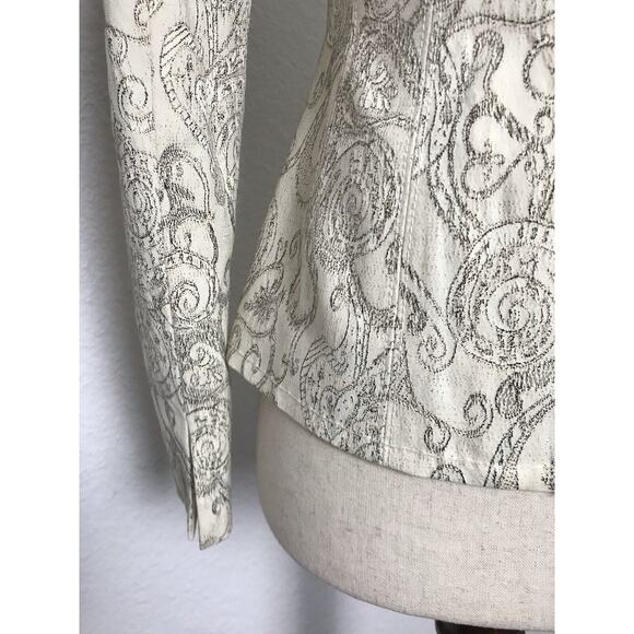 Bebe Jacket Blazer Single Breast Print Metallic Lined - Picture 10 of 11